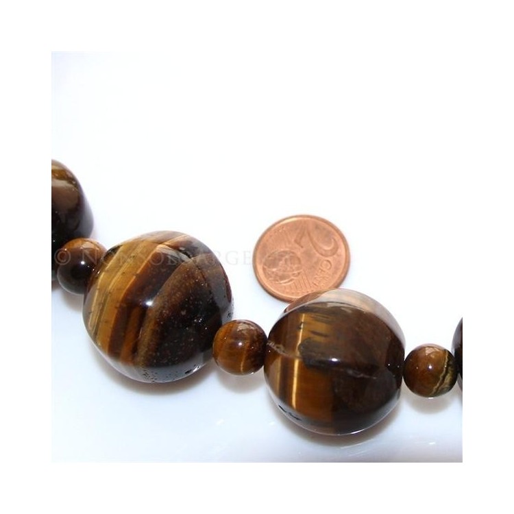 NSA|Girocollo da Donna con mega perle enormi tondeggianti OCCHIO DI TIGRE naturale