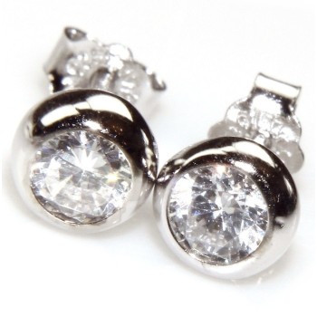 NSA|925 silver earrings light point onion 4 mm white zircons