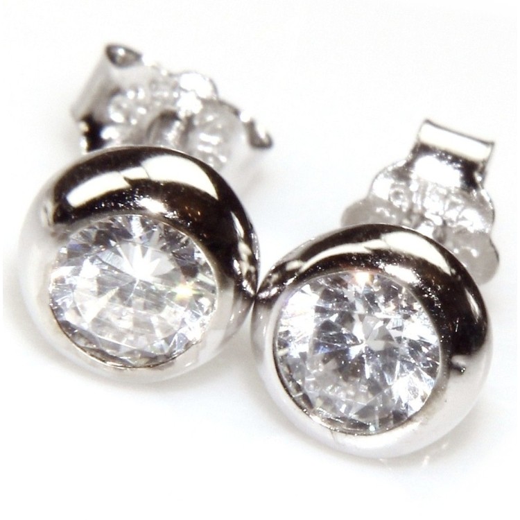NSA|925 silver earrings light point onion 4 mm white zircons