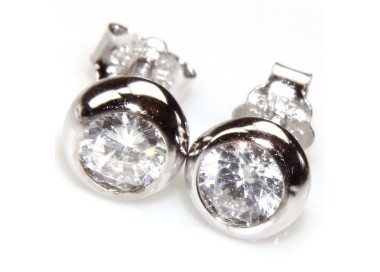 NSA|orecchini argento 925 punto luce cipollina 4 mm zirconi bianchi