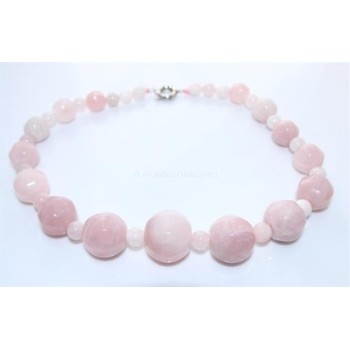 NSA|Women's necklace with large natural rose quartz pearls