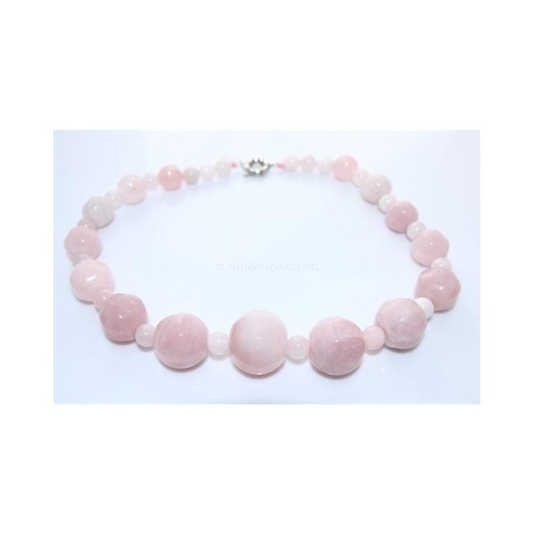 NSA|Women's necklace with large natural rose quartz pearls