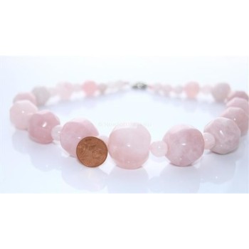 NSA|Women's necklace with large natural rose quartz pearls