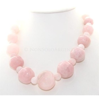NSA|Women's necklace with large natural rose quartz pearls