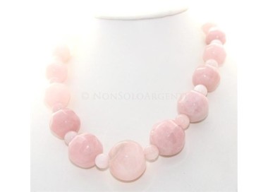 NSA|Women's necklace with large natural rose quartz pearls