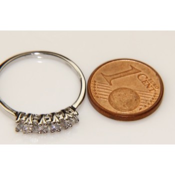 NSA|Argento 925 Rodiato : anello donna riviera con 5 zirconi bianchi da 2.5 mm