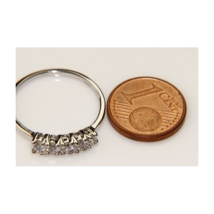 NSA|silver 925 Rhodium: woman ring riviera with 5 cubic zirconia 2.5 mm