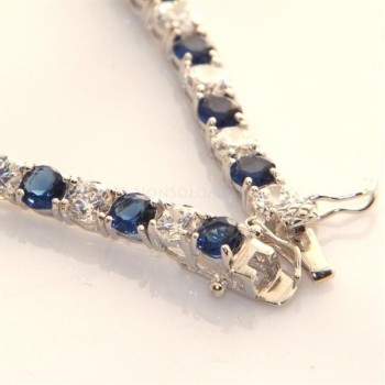 NSA|Argento 925 : Bracciale Tennis Con Zirconi bianchi e blue blu da 4 mm / 18 cm a griffe