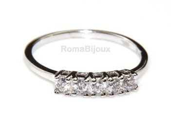 NSA|silver 925 Rhodium: woman ring riviera with 5 cubic zirconia 2.5 mm
