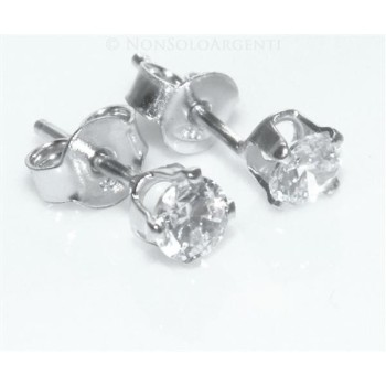 NSA|Orecchini Argento 925 ITALIANO uomo o donna con punto luce Zircone bianco galvanica oro  bianco