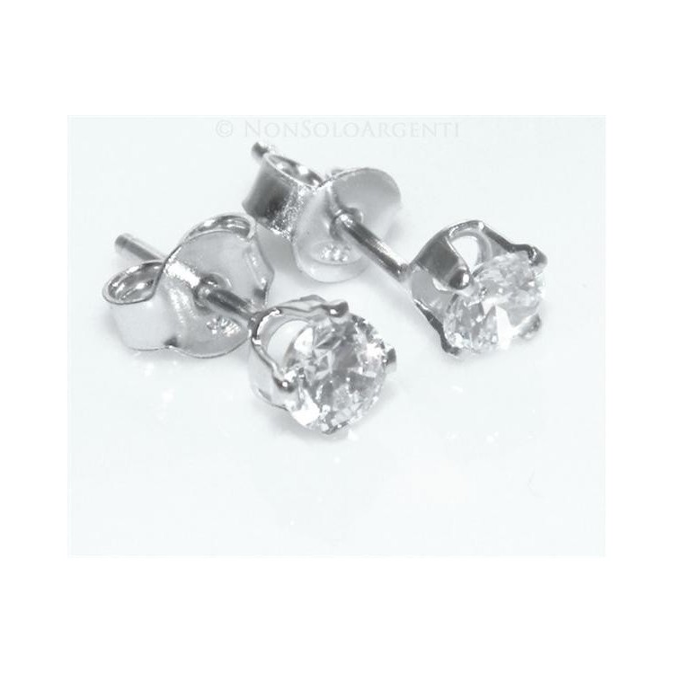 NSA|Orecchini Argento 925 ITALIANO uomo o donna con punto luce Zircone bianco galvanica oro  bianco