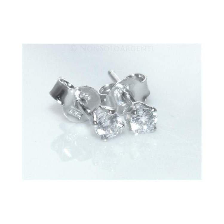 NSA|Orecchini Argento 925 ITALIANO uomo o donna con punto luce Zircone bianco galvanica oro  bianco