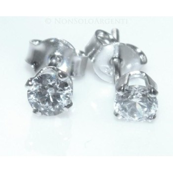 NSA|Orecchini Argento 925 ITALIANO uomo o donna con punto luce Zircone bianco galvanica oro  bianco