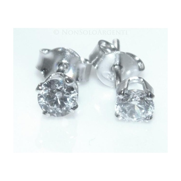 NSA|Orecchini Argento 925 ITALIANO uomo o donna con punto luce Zircone bianco galvanica oro  bianco