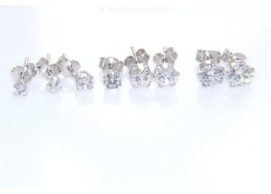 NSA|Orecchini Argento 925 ITALIANO uomo o donna con punto luce Zircone bianco galvanica oro  bianco