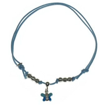 NSA|anklet bracelet Silver 925: baby girl baby pink light blue baptism favor or mother butterfly teddy bear