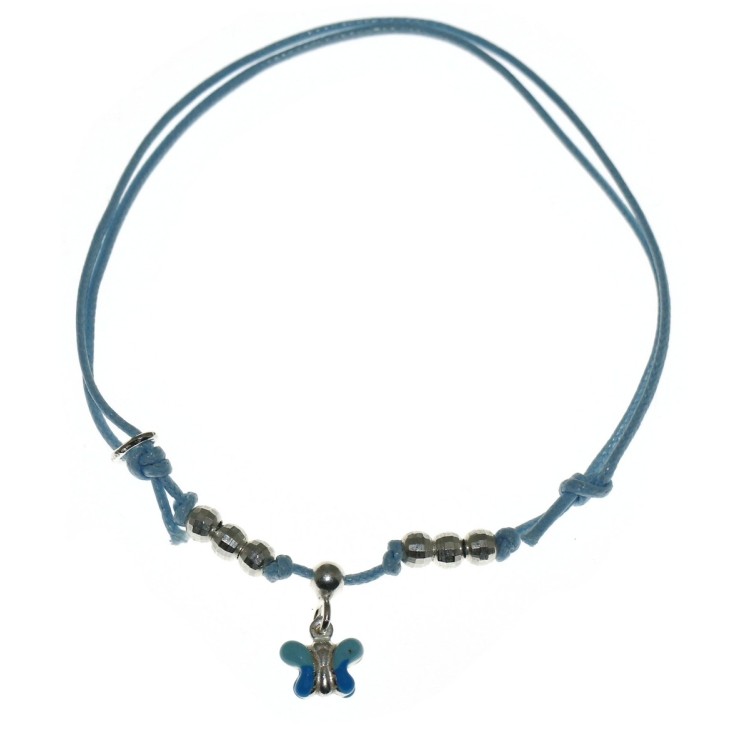 NSA|anklet bracelet Silver 925: baby girl baby pink light blue baptism favor or mother butterfly teddy bear