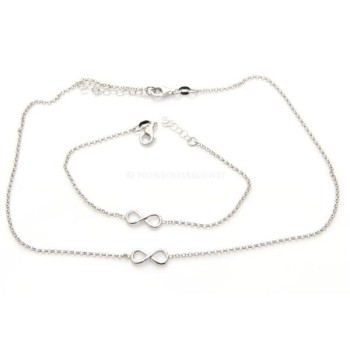 NSA|Argento 925 : Collana rolo' con centrale simbolo dell'infinito. Lunga 40/45  cm per uomo o donna
