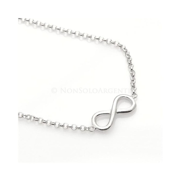 NSA|Argento 925 : Collana rolo' con centrale simbolo dell'infinito. Lunga 40/45  cm per uomo o donna