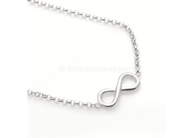 NSA|Argento 925 : Collana rolo' con centrale simbolo dell'infinito. Lunga 40/45  cm per uomo o donna