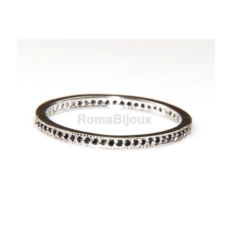 NSA|Argento 925 Rodiato : Eternity fedina uomo donna tutto giro zirconi microsetting nero da 0,5 mm taglio brillante