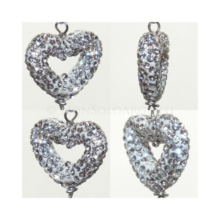 NSA|Argento 925 : Bracciale rolo' donna con centrale a pave' di zirconi fronte e retro - CUORE