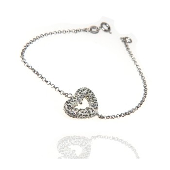 NSA|925 silver heart bracelet paved with zircons front and back for women
