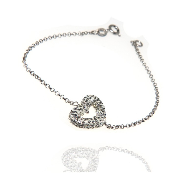 NSA|925 silver heart bracelet paved with zircons front and back for women
