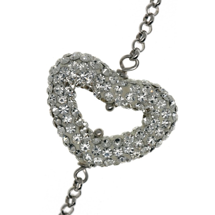 NSA|Bracciale argento 925 cuore pave' di zirconi fronte e retro per donna