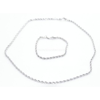 NSA|Bigiotteria : Collana Girocollo o bracciale rope cavetto intrecciato Uomo o donna ottone Laminato ORO 750 18kt