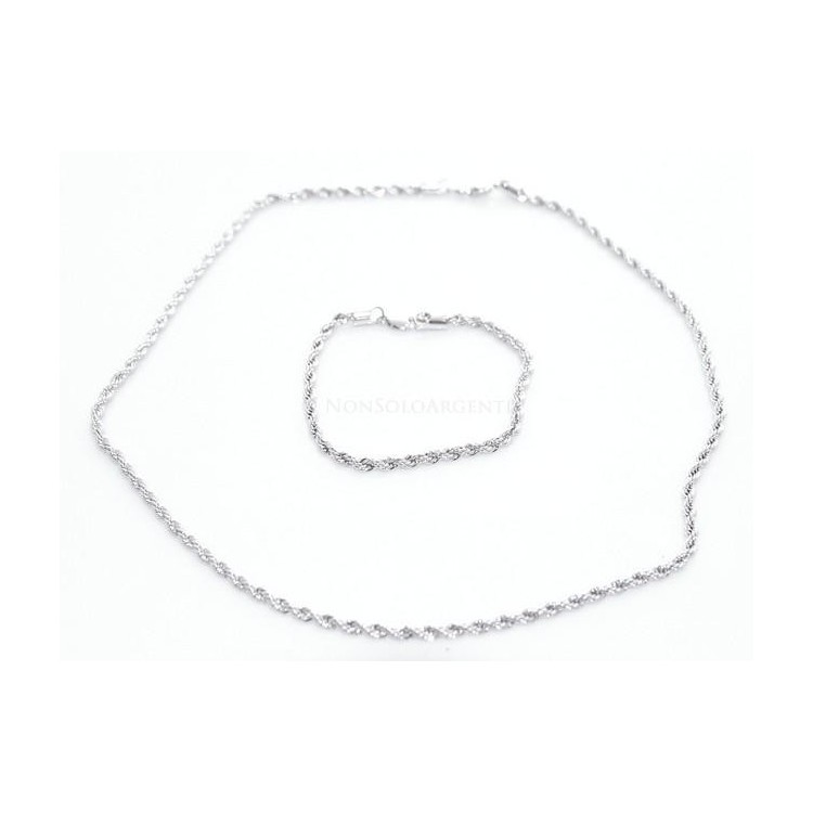 NSA|Bigiotteria : Collana Girocollo o bracciale rope cavetto intrecciato Uomo o donna ottone Laminato ORO 750 18kt