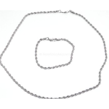 NSA|Bigiotteria : Collana Girocollo o bracciale rope cavetto intrecciato Uomo o donna ottone Laminato ORO 750 18kt