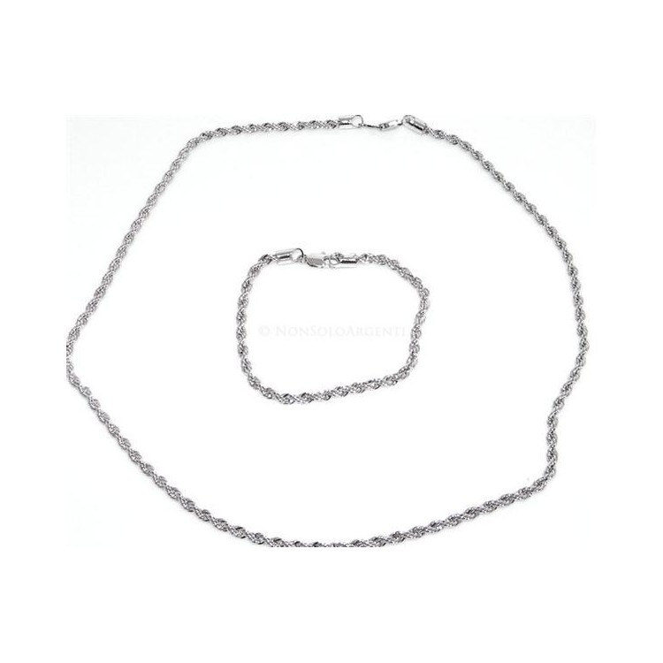 NSA|Bigiotteria : Collana Girocollo o bracciale rope cavetto intrecciato Uomo o donna ottone Laminato ORO 750 18kt