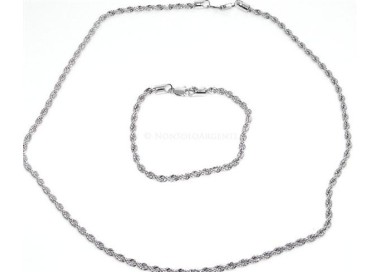 NSA|Bigiotteria : Collana Girocollo o bracciale rope cavetto intrecciato Uomo o donna ottone Laminato ORO 750 18kt