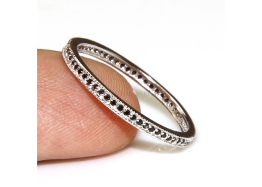 NSA|Argento 925 Rodiato : Eternity fedina uomo donna tutto giro zirconi microsetting nero da 0,5 mm taglio brillante