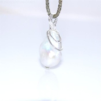 NSA|Esclusivo Ciondolo donna linea Amalfi in argento 925 ed enorme perla barocca naturale a goccia