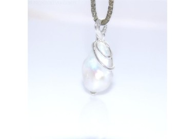 NSA|Esclusivo Ciondolo donna linea Amalfi in argento 925 ed enorme perla barocca naturale a goccia