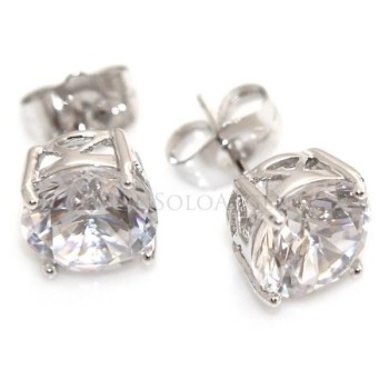 NSA|Orecchini uomo o donna punto luce taglio brillante 8 mm Lamin ORO BIANCO 18k Gold Filled