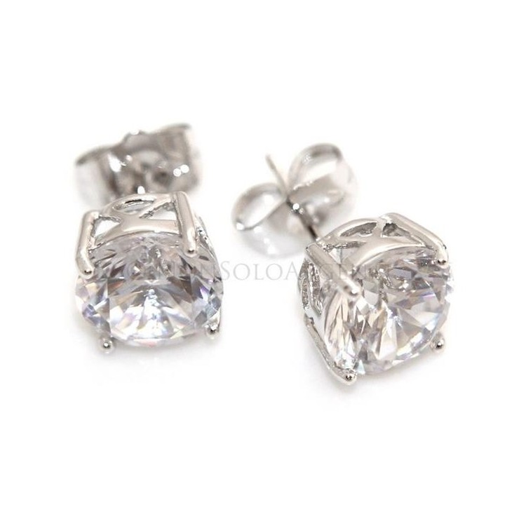 NSA|Orecchini uomo o donna punto luce taglio brillante 8 mm Lamin ORO BIANCO 18k Gold Filled