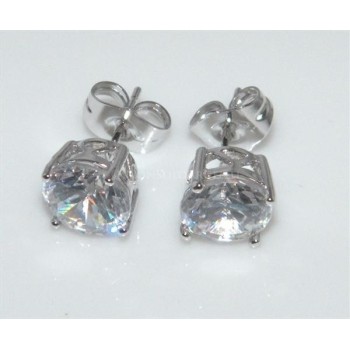 NSA|Orecchini uomo o donna punto luce taglio brillante 8 mm Lamin ORO BIANCO 18k Gold Filled