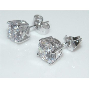 NSA|Orecchini uomo o donna punto luce taglio brillante 8 mm Lamin ORO BIANCO 18k Gold Filled