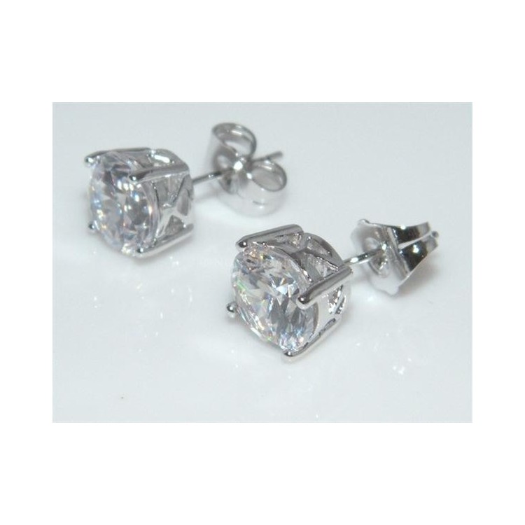 NSA|Orecchini uomo o donna punto luce taglio brillante 8 mm Lamin ORO BIANCO 18k Gold Filled