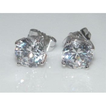 NSA|Orecchini punto luce zirconi brillanti 8mm rodiati 18kgf anallergici