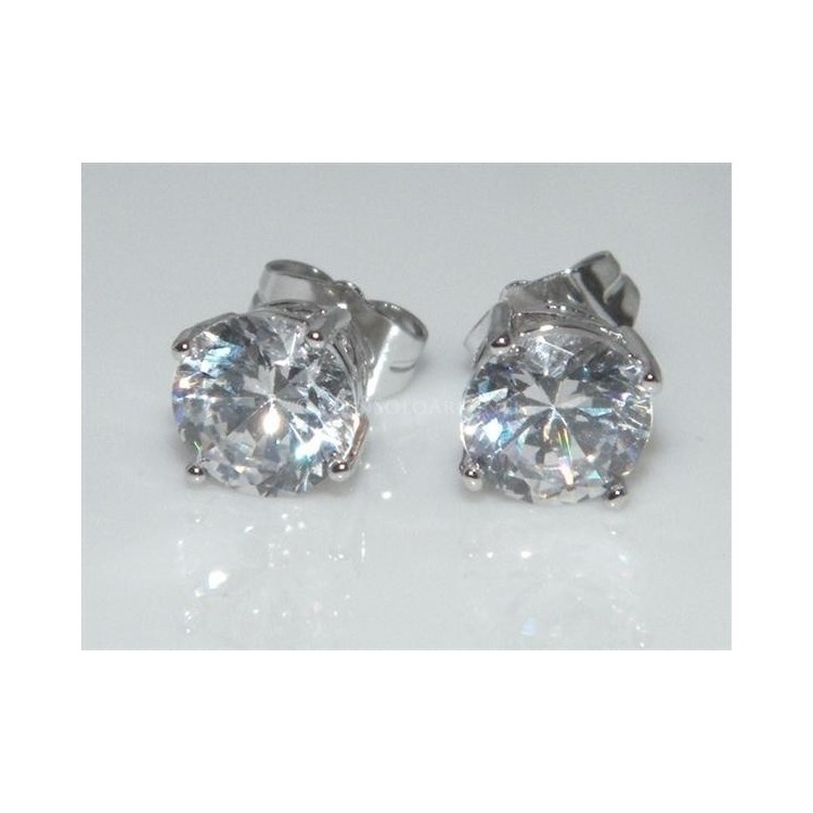 NSA|Orecchini punto luce taglio brillante 8 mm 18kgf bigiotteria rodiata