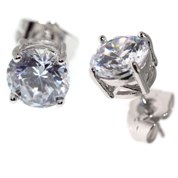 NSA|Orecchini punto luce taglio brillante 8 mm 18kgf bigiotteria rodiata