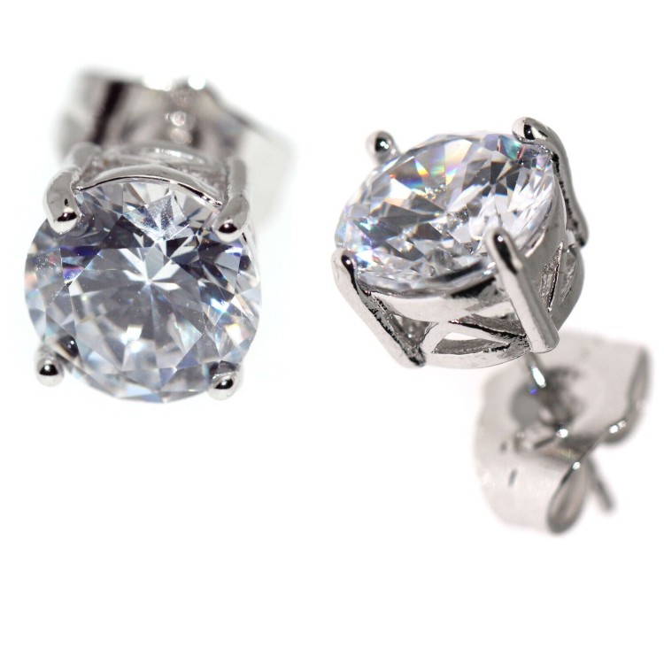 NSA|Orecchini punto luce zirconi brillanti 8mm rodiati 18kgf anallergici