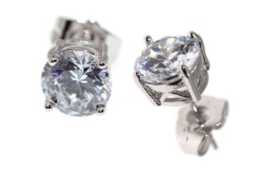 NSA|Orecchini punto luce zirconi brillanti 8mm rodiati 18kgf anallergici