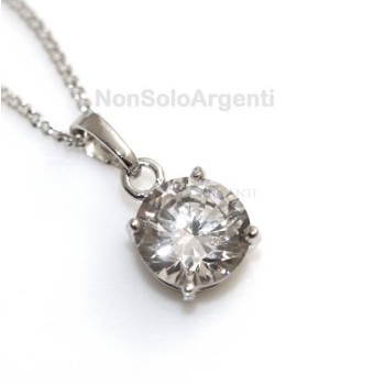 NSA|Bigiotteria : collana uomo o donna ciondolo pendente punto luce 10 mm  zircone   Lamin ORO BIANCO 18k Gold PLATED
