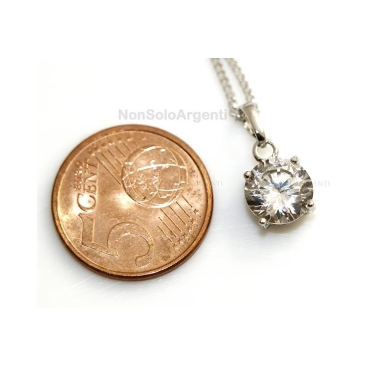 NSA|Bigiotteria : collana uomo o donna ciondolo pendente punto luce 10 mm  zircone   Lamin ORO BIANCO 18k Gold PLATED