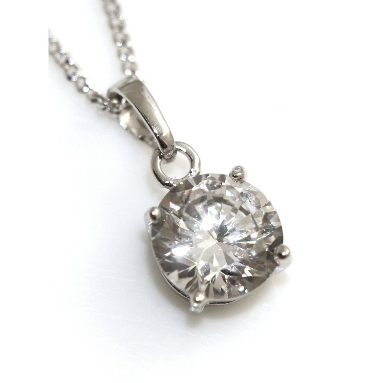 NSA|collana punto luce 10 mm ciondolo zircone rodiata 18kgf uomo donna